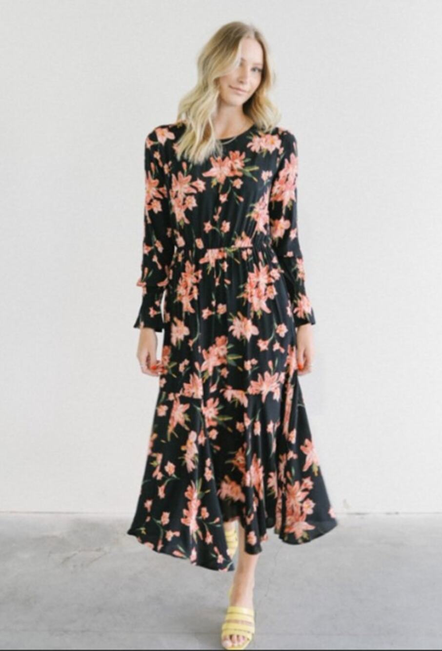 Just Female Women Floral Midi Dresses 100% Viscose Sz M